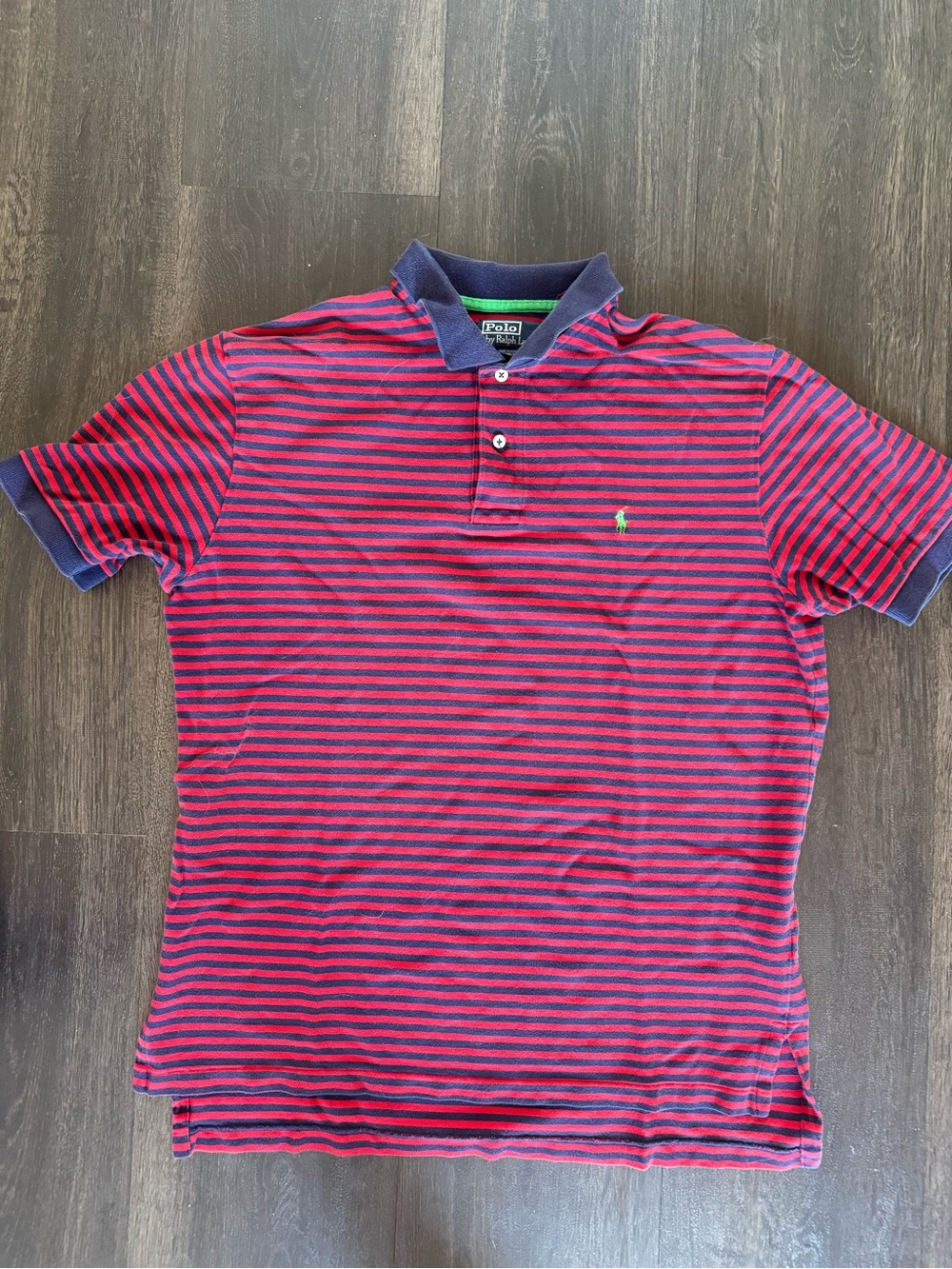 Ralph Lauren Red and Navy Striped Polo Shirt